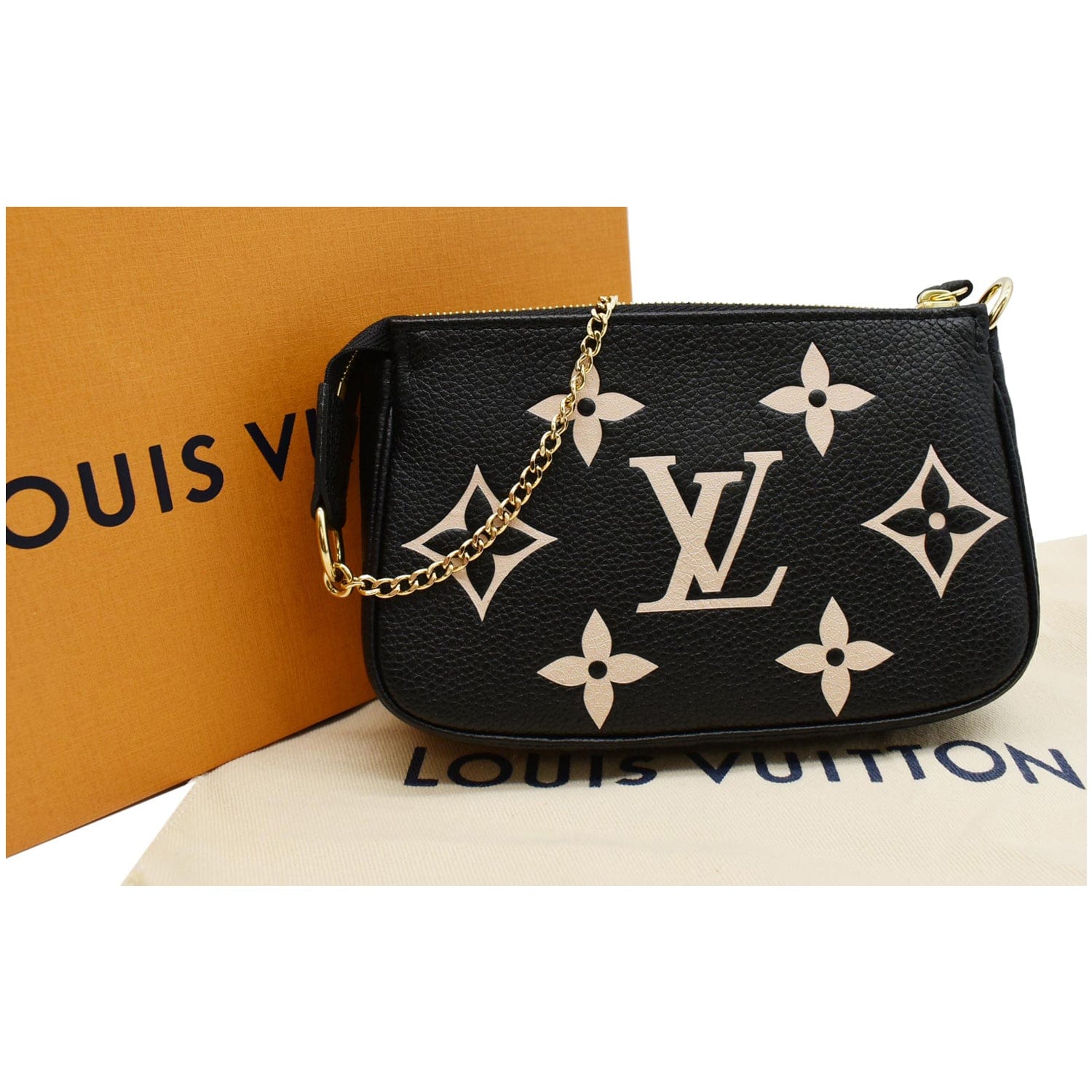 Authentic Louis Vuitton Bicolor Monogram Empreinte Leather Mini Pochette Accessoires