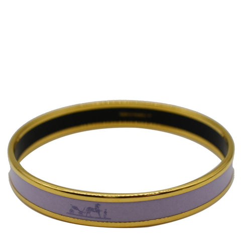 HERMES Enamel Printed Narrow Bangle Bracelet Light Purple