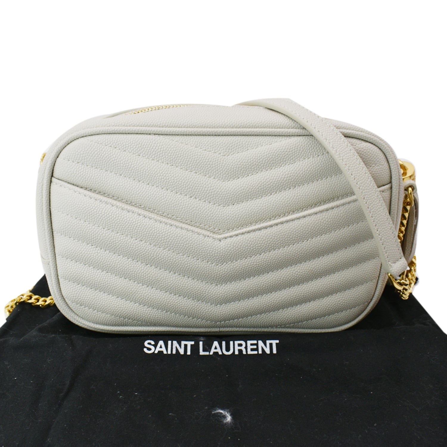 Saint Laurent Lou Leather Camera Bag in White