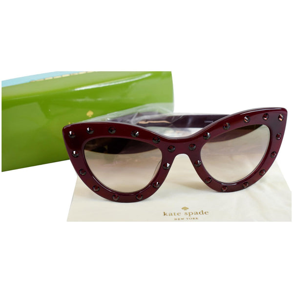 KATE SPADE LUANN/S S1K 50 Burgundy Sunglasses Gold Mirrored Gradient Lens