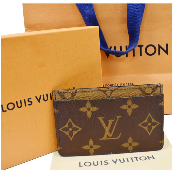 LOUIS VUITTON Monogram Reverse Canvas Card Holder Brown