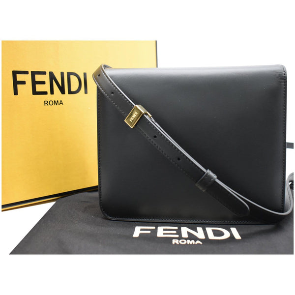 FENDI Fab Leather Crossbody Bag Black