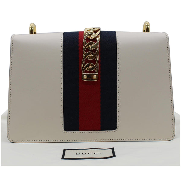 GUCCI Sylvie Small Calfskin Top Handle Bag White 421828