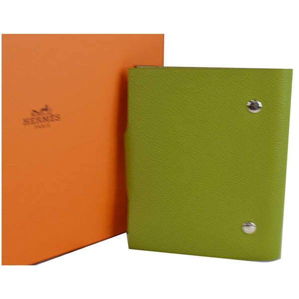 HERMES Ulysse PM Clemence Leather Notebook Cover Green