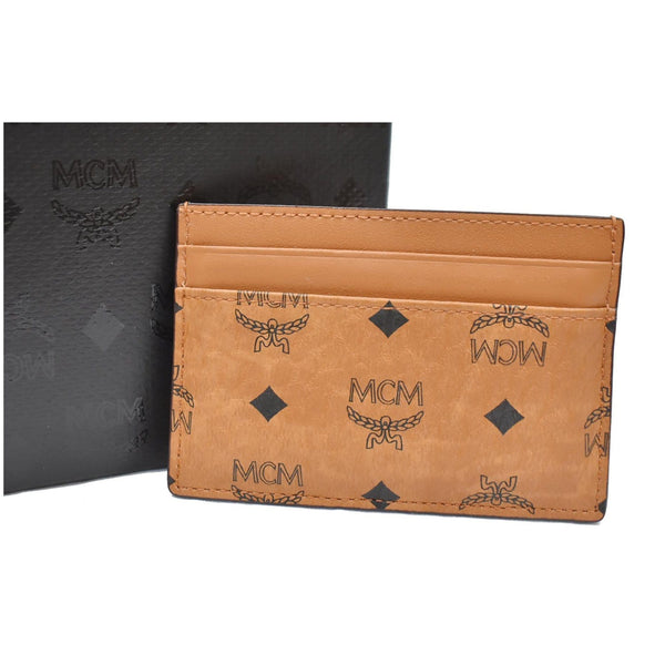 MCM Visetos Monogram Canvas Card Holder Cognac