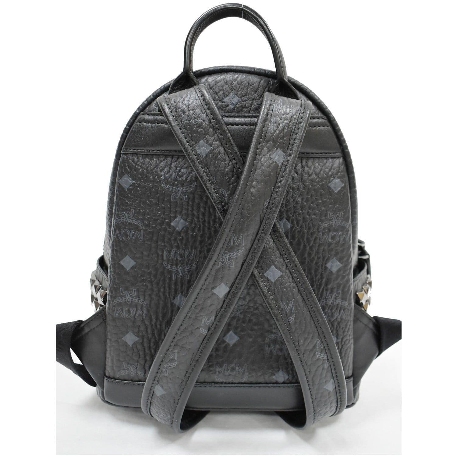 MCM Stark Classic Small Visetos Canvas Backpack Bag Black