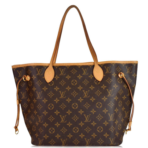 LOUIS VUITTON Neverfull MM Monogram Canvas Tote Shoulder Bag Brown