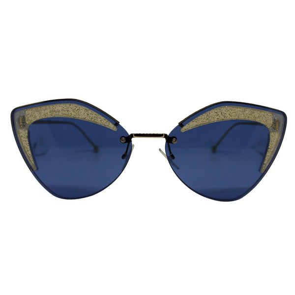 Fendi Transparent Teal Sunglasses Butterfly Blue Lens