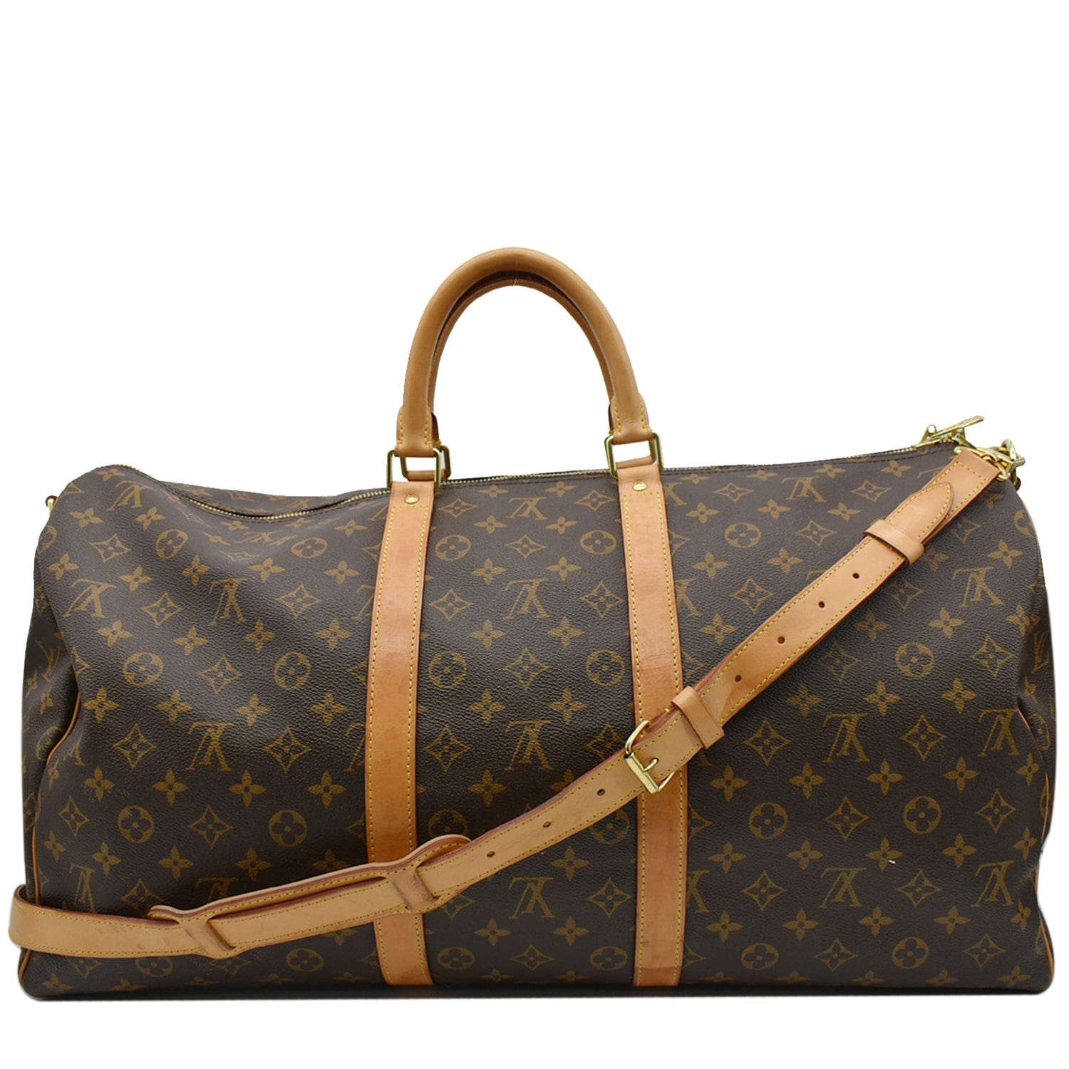 LOUIS VUITTON Size L BROWN TOTE KEEPALL BANDOULIERE 55
