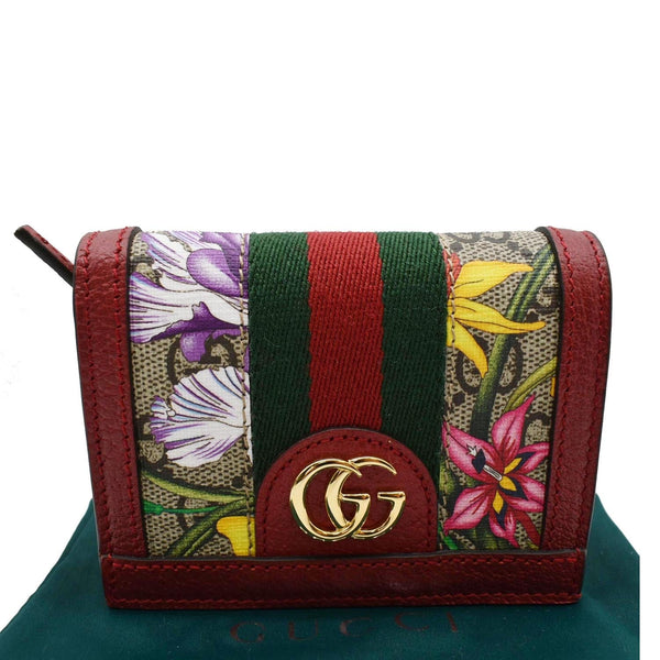 GUCCI Ophidia Flora GG Supreme Canvas Card Case Wallet Red 523155