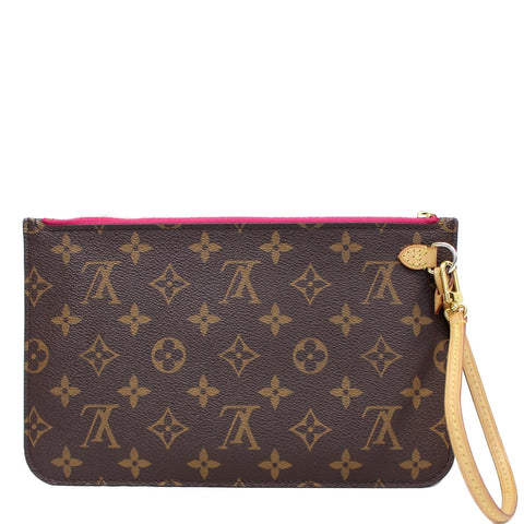 LOUIS VUITTON Pochette Wristlet Pouch Monogram Canvas Neverfull MM Brown