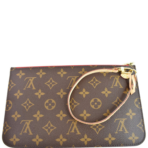 LOUIS VUITTON Pochette Wristlet Monogram Canvas Neverfull MM Brown