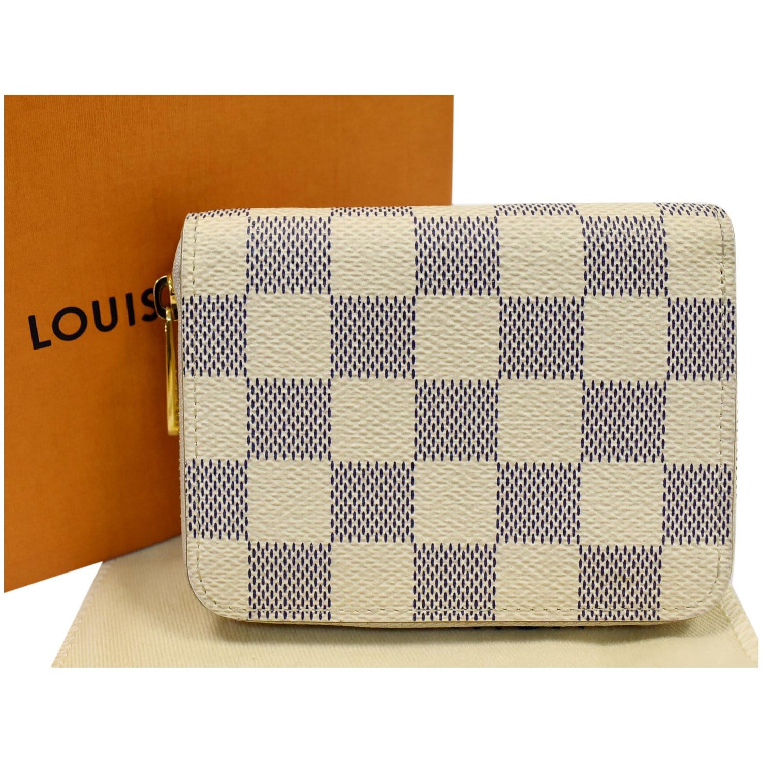 Zippy Louis Vuitton Damier Azur Key Cles Coin Wallet White Leather  ref.429246 - Joli Closet