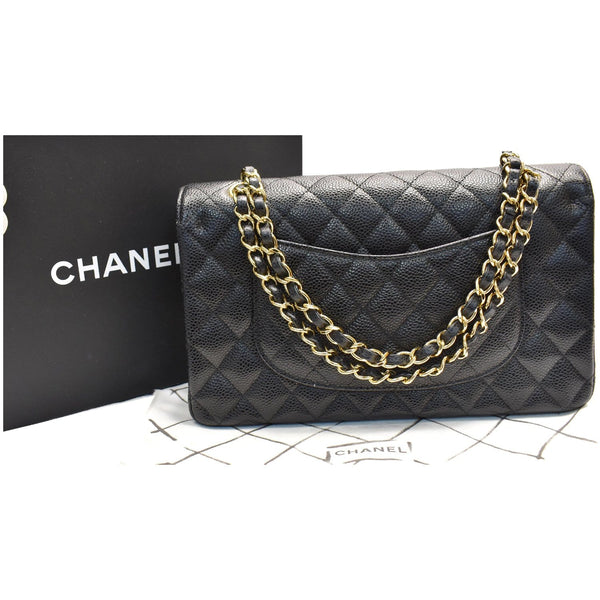 CHANEL Medium Double Flap CC Caviar Leather Shoulder Bag Black