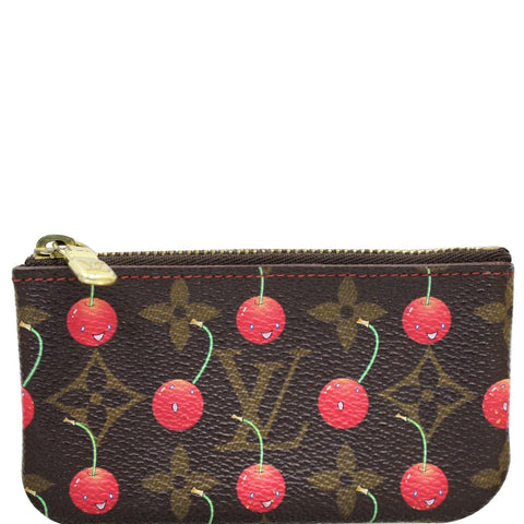 LOUIS VUITTON Key Pouch Cerises Cherry Monogram Coin Purse Brown