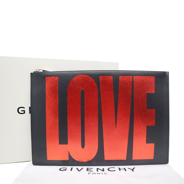 GIVENCHY LOVE Leather Zip Clutch bag Black
