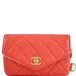 CHANEL Quilted Flap Calfskin Leather Chain Belt Waist Bag Red