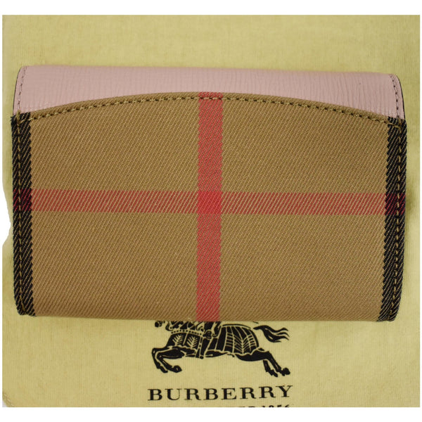 BURBERRY Luna House Check Leather Wallet Rose Pink