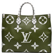 LOUIS VUITTON Onthego GM Giant Monogram Canvas Tote Shoulder Bag Khaki Green