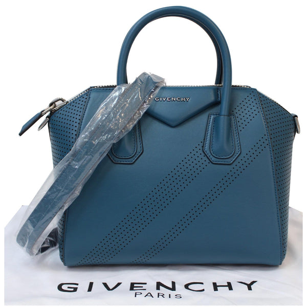GIVENCHY Small Antigona Perforated Leather Satchel Bag Ocean Blue