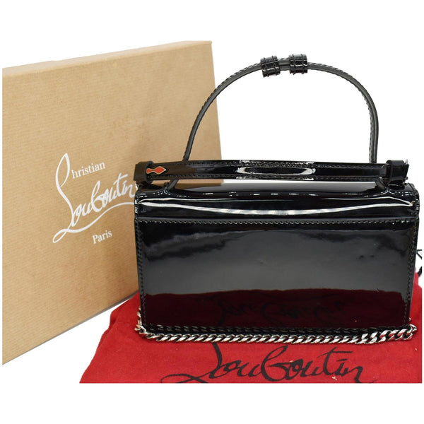 CHRISTIAN LOUBOUTIN Elisa Baguette Patent Leather Clutch Bag Black