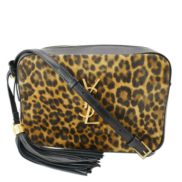 YVES SAINT LAURENT Lou Camera Leopard-Print Leather Crossbody Bag Black