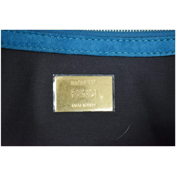 Fendi Baguette Large Suede Shoulder Bag Blue - made in Italy
