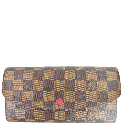 LOUIS VUITTON Emilie Damier Ebene Wallet Brown