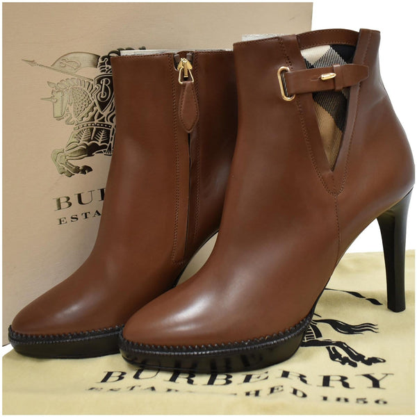 BURBERRY Ankle Leather Boots Brown Size 9.5