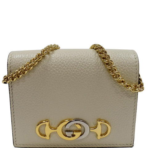 GUCCI Zumi Mini Grainy Leather Chain Wallet Cream 570660 - Final Sale