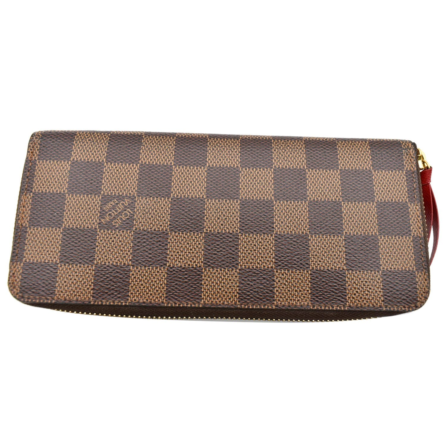 Louis Vuitton Unisex Damier Ebene Clemence Leather Marco Compact Wallet Brown