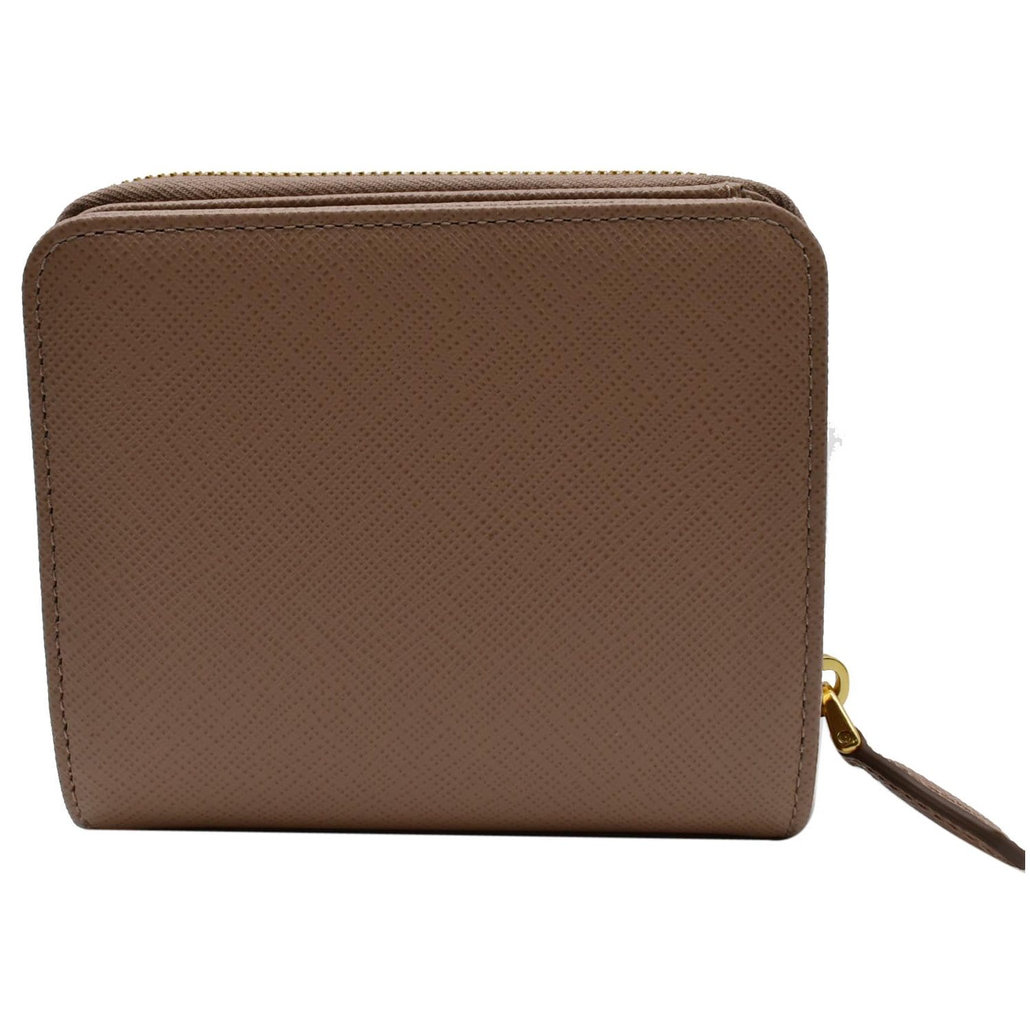 Prada Beige Saffiano Leather Zip Around Gold Logo Wallets — Labels Resale  Boutique