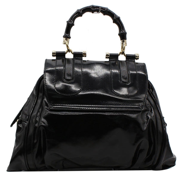 GUCCI Pop Bamboo Dialux Coated Canvas Top Handle Shoulder Bag Black 190256