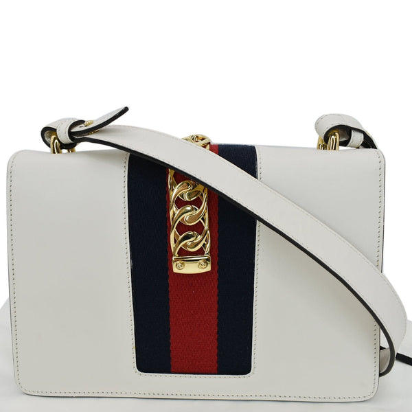 Gucci Sylvie Small Leather Shoulder Bag White 421882
