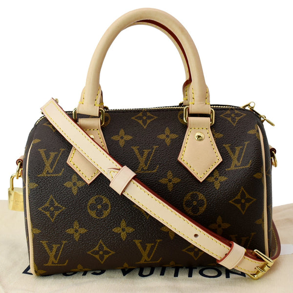 LOUIS VUITTON Speedy Bandouliere 20 Monogram Canvas Crossbody Bag Brown