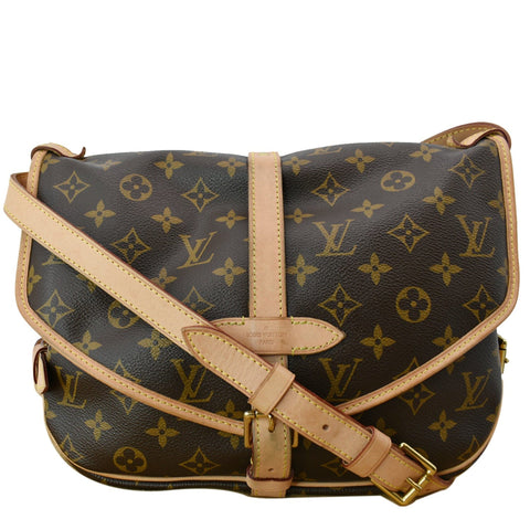 LOUIS VUITTON Saumur 30 Monogram Canvas Crossbody Bag Brown