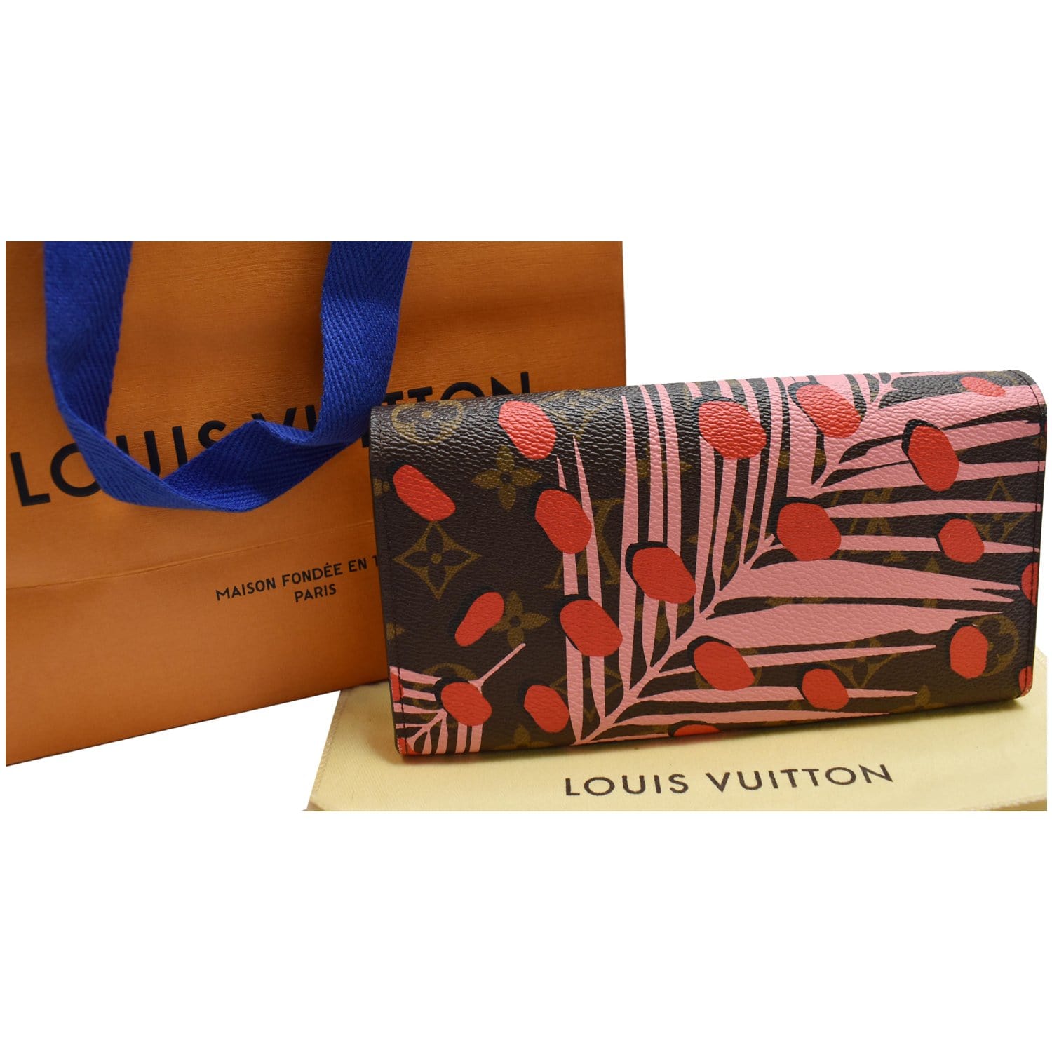 LOUIS VUITTON Sarah Jungle Dots Monogram Canvas Wallet Pink