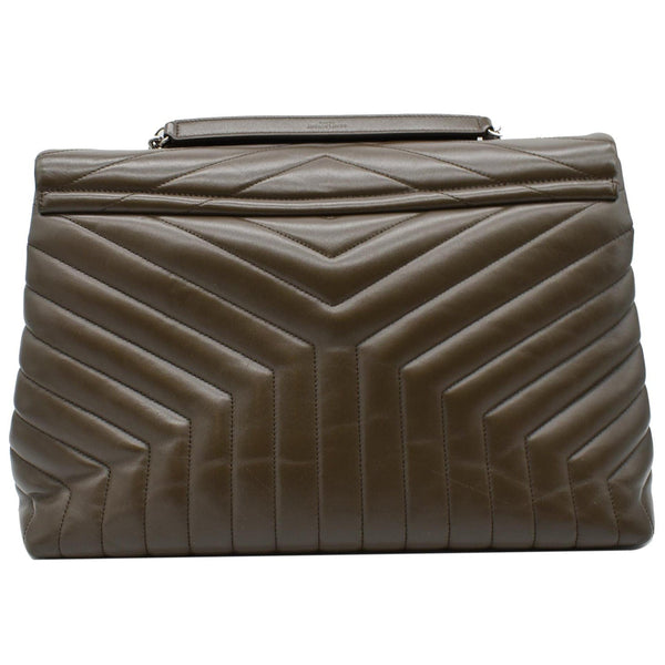 YVES SAINT LAURENT Large Loulou Calfskin Matelasse Chain Shoulder Bag Khaki Green