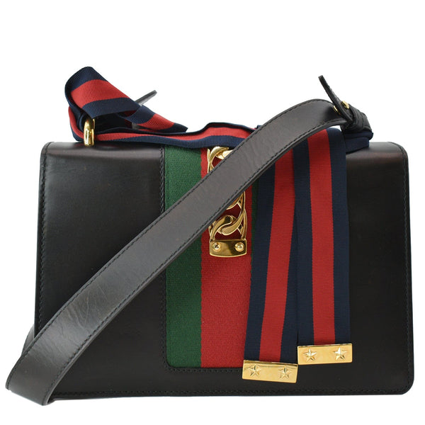 GUCCI Sylvie Small Leather Shoulder Bag Black 421882