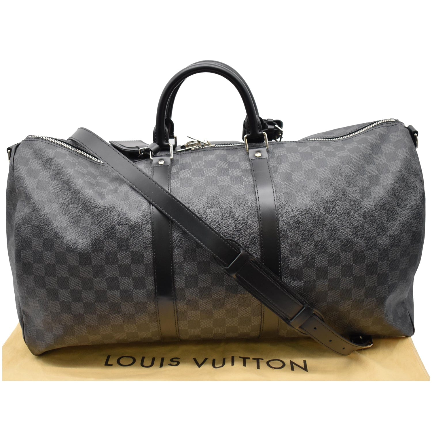 Louis Vuitton Keepall 55 Damier Graphite Travel Bag Black