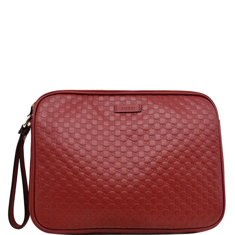 GUCCI Microguccissima Leather Clutch Bag Red 607726