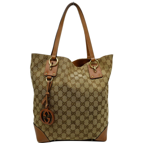 GUCCI Medium Charm GG Canvas Tote Bag Beige 247237