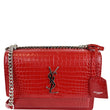 YVES SAINT LAURENT Sunset Medium Crocodile Leather Crossbody Bag Red