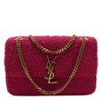 YVES SAINT LAURENT Jamie Medium Carre Rive Gauche Quilted Boucle Shoulder Bag Pink