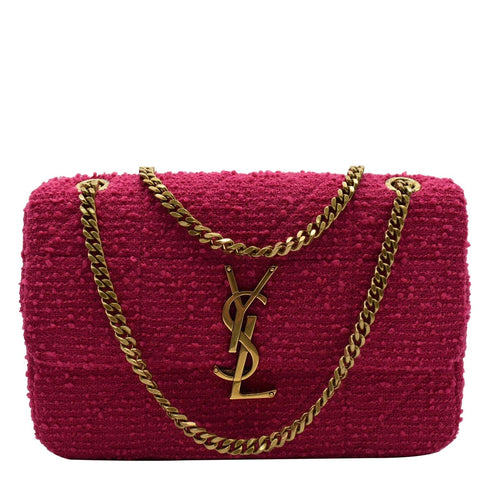 YVES SAINT LAURENT Jamie Medium Carre Rive Gauche Quilted Boucle Shoulder Bag Pink