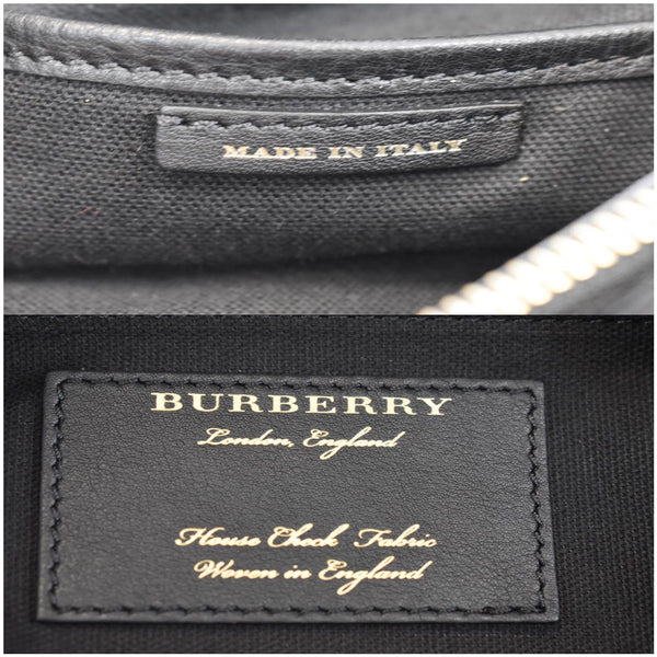 BURBERRY Large Banner House Check Leather  Tote Shoulder Bag Black