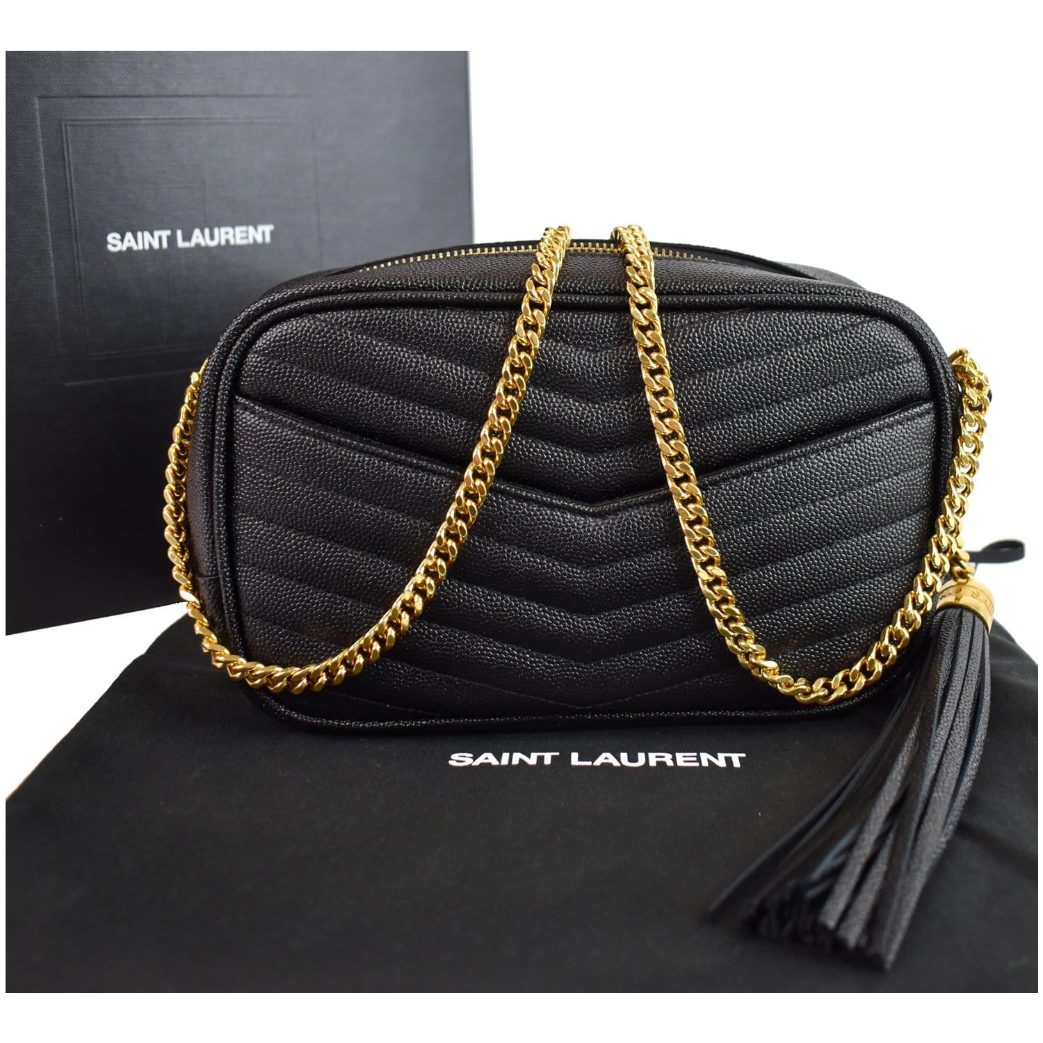 Saint Laurent Monogram Small Camera Bag in Black Grained Calfskin - SOLD