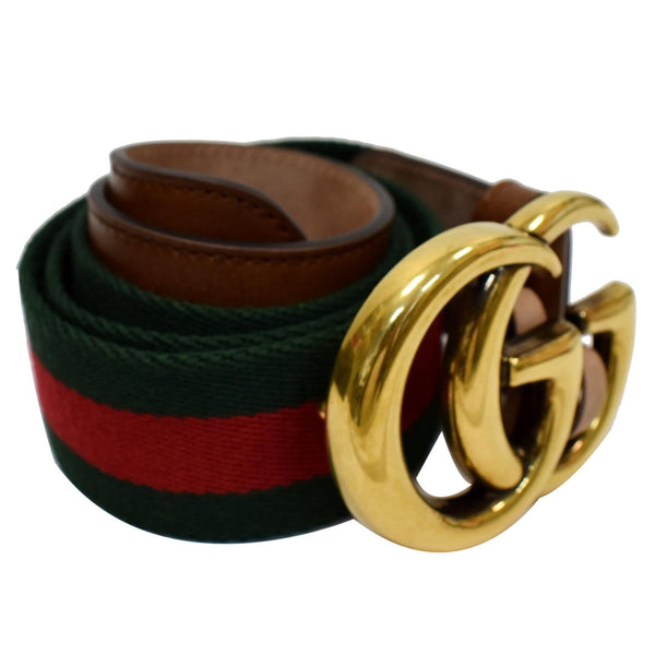 Gucci Web Double G Buckle Leather Belt multicolor