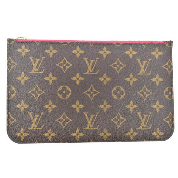 LOUIS VUITTON Neverfull MM Monogram Canvas Pochette Wristlet Pouch Brown