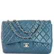 CHANEL Jumbo Single Flap Lambskin Leather Crossbody Bag Teal